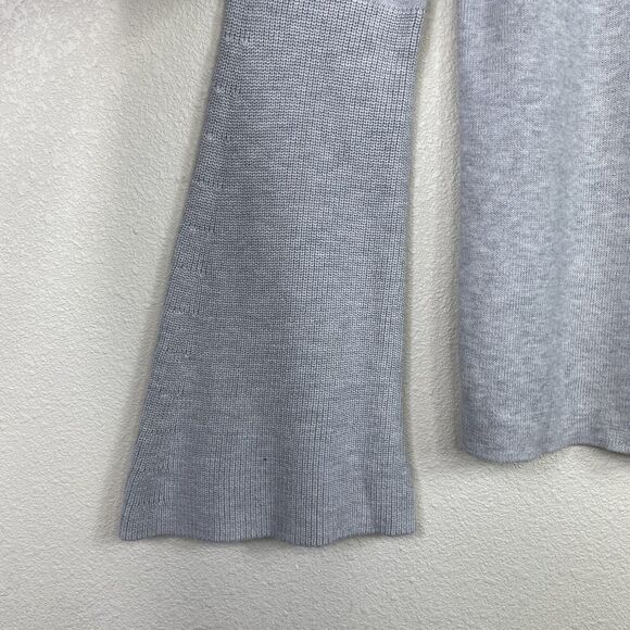 Halogen Size 1 Sweater Gray Cotton Rib Knit Bell Sleeve Pullover Retro 90s - Picture 4 of 9